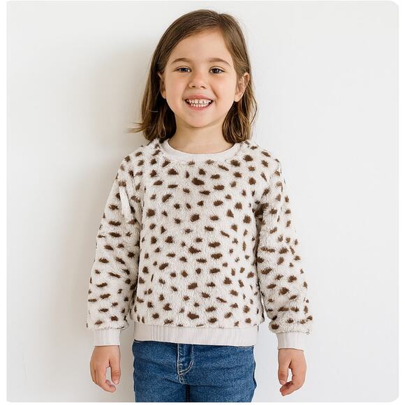 Juicy Couture Kids sz 6 Cheetah Leopard Soft Sweatshirt Cream - Picture 1 of 5